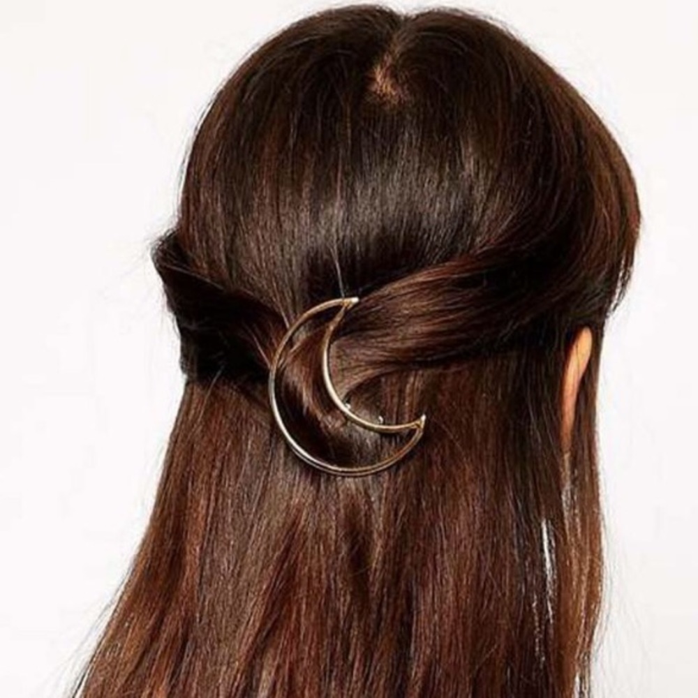 Silver tone Moon Hair Pin